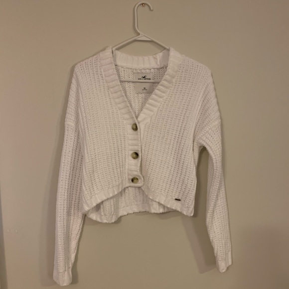 hollister white cardigan